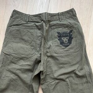 HUMAN MADE Mens Olive Green Work Pants Button Fly Made in Japan 31x30 Nigo